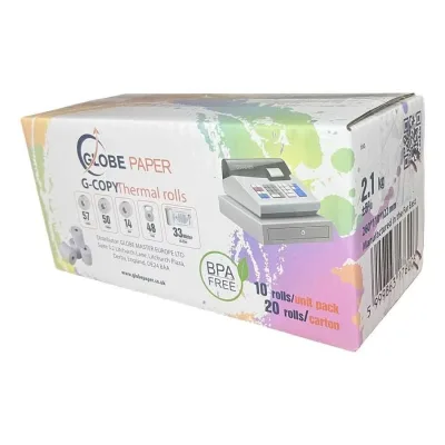 57*50 mm ( 48 gr) 14-17mm core 48 gr. 33 méter PÉNZTÁRGÉP szalag EGYEDI 20 ROLL/ DOBOZ kiszereléssel